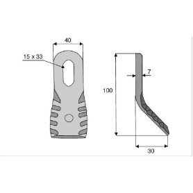 Couteau Y Diam 15x33 Section 40x7 mm