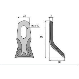 Couteau Y Diam 16x40 Section 45x8 mm