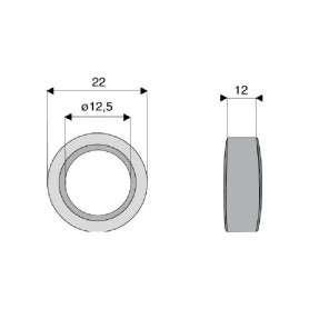 Bague / Entretoise / Rondelle  - Agram - Long. : 12mm - Diam du trou : 12.5mm - Ref: SYL390811