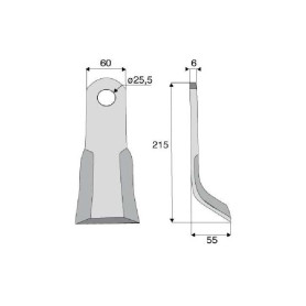 Couteau Y  - Lagarde - Long. : 215mm - Diam du trou : 25.5mm - Ref: SYL390983