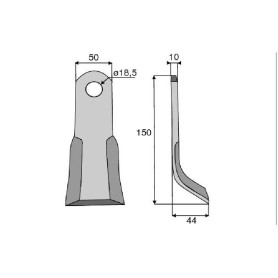 Couteau Y  - Lagarde - Long. : 150mm - Diam du trou : 18.5mm