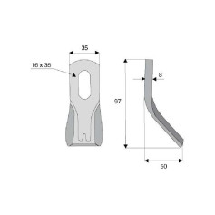 Couteau Y ROUSSEAU  Diam 16x35 Section 35x8 mm