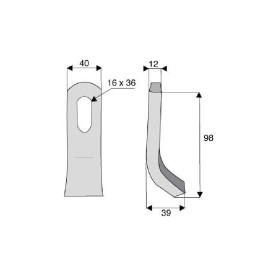 Fléau Diam 16x36 Section 40x12 mm