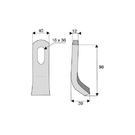 Fléau Diam 16x36 Section 40x12 mm