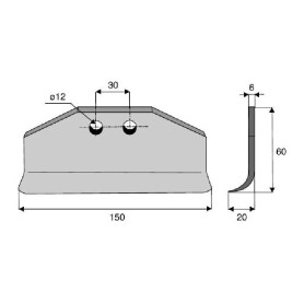 Couteau Y HUMUS Diam 12,5 Section 150x6