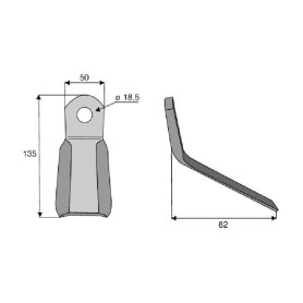 Couteau Y  - Dragone - Long. : 120mm - Diam du trou : 18.5mm - Ref: SYL6307DRG