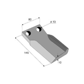 Couteau de gyrobroyeur droit HUMUS  Diam 2x13 Section 80x10