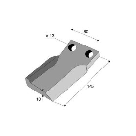 Couteau de gyrobroyeur gauche HUMUS  Diam 2x13 Section 80x10