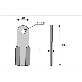 Couteau droit  Diam 16,5 Section 40x8