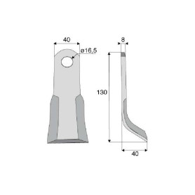 Couteau Y FERRI  Diam 16,5 Section 40x8