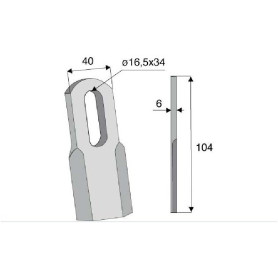 Couteau droit  Diam 16,5x34 Section 40x8