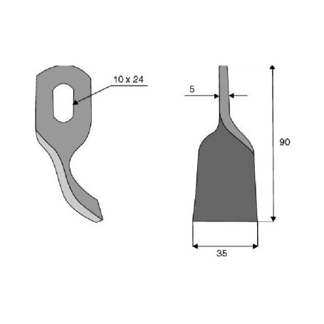 Couteau vrillé  Diam 12,5x25 Section 35x5