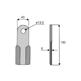 Couteau droit  - Ferri - Long. : 130mm - Diam du trou : 12.5mm - Ref: SYL6355FEI