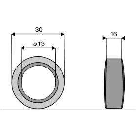 Bague / Entretoise / Rondelle  - Ducker - Long. : 16.5mm - Diam du trou : 13.5mm - Ref: SYL63902DUC