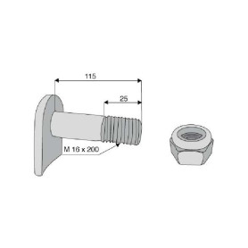 Boulon  - Humus - Long. : 115mm - Diamètre ext : 16 - Ref: SYL6391HUM