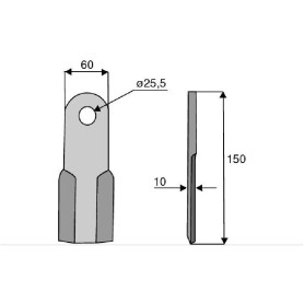 Couteau droit  - Agrimaster - Long. : 150mm - Diam du trou : 25.5mm - Ref: SYLAGM02