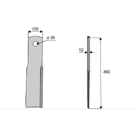 Couteau droit GYRAX Diam 35,5 Section 100x12