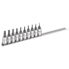 E030703 jeu de 10 douilles tournevis Torx® sur rack 1/4"