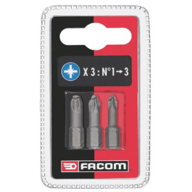 ED1.J3 kit de 3 embouts sous coque High Perf' pour vis Pozidriv® 1/4'' - Ref: ED1J3