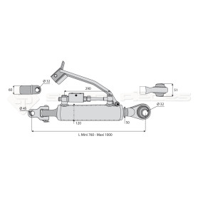 Barre de poussée hydraulique - Diam coté outil: 32 -Réf: SYH3PA45R3760