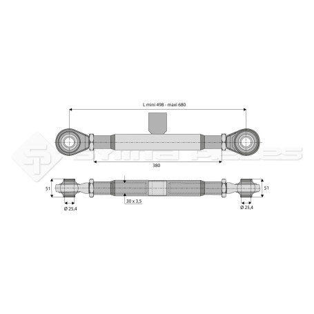 Barre de poussée mécanique - Diam coté outil: 25.4 -Réf: SY2PR2R2380MFAV