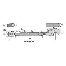 Barre de poussée mécanique - Diam coté outil: Crochet cat 3 -Réf: SY3PA28C3400