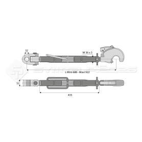 Barre de poussée mécanique - Diam coté outil: Crochet cat 3- Marque: AGCO   -Réf: SY3PA32C3435DZ