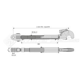 Barre de poussée mécanique - Diam coté outil: Crochet cat 3- Marque: CNH   -Réf: SY3PA25C3480MF