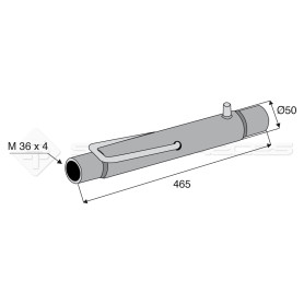 Tube de barre de poussée - L : 465mm - Marque: CNH   -Réf: SYM3P465364