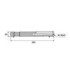 Tube de barre de poussée - L : 465mm - Marque: CNH   -Réf: SYM3P465MF