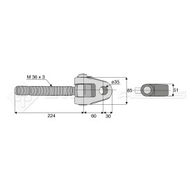 Articulation - L : 224mm - Alesage: 35 - Marque: CLAAS