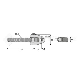 Articulation - L : 224mm - Alesage: 25.4