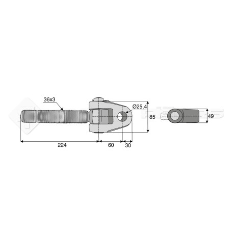 Articulation - L : 224mm - Alesage: 25.4