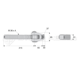 Articulation - L : 215mm - Alesage: 37 - Marque: CNH - Ref: SYATF37D364