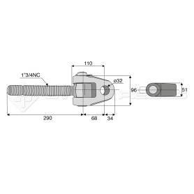 Articulation - L : 290mm - Alesage: 32 - Marque: AGCO