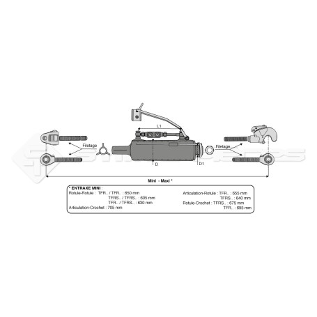 Barre de poussée hydraulique - Diam coté outil: 36x3(D)