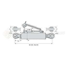 Barre de poussée hydraulique - L : 480mm - Diam coté outil: 25.4