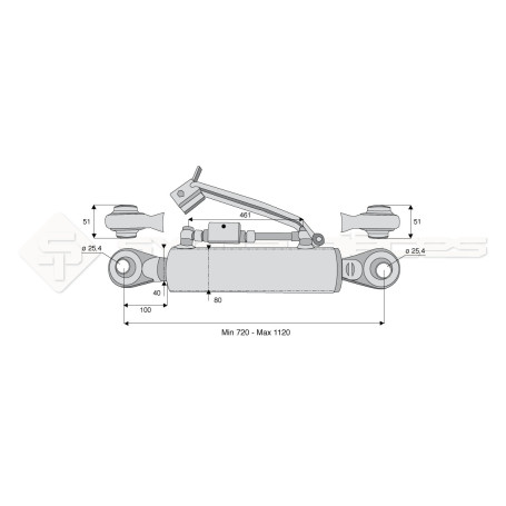 Barre de poussée hydraulique - L : 720mm - Diam coté outil: 25.4