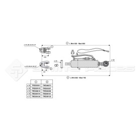 Barre de poussée hydraulique - L : 583 / 763mm - Diam coté outil: 32