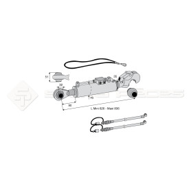Barre de poussée hydraulique - L : 626mm - Diam coté outil: Crochet cat 3- Marque: WALTERSCHEID