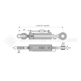 Barre de poussée hydraulique - Diam coté outil: 45- Marque: WALTERSCHEID