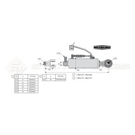 Barre de poussée hydraulique - L : 677mm - Diam coté outil: 32