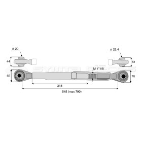 Barre de poussée mécanique - L : 545mm - Diam coté outil: 25.4- Marque: CNH - Ref: SY3P0245