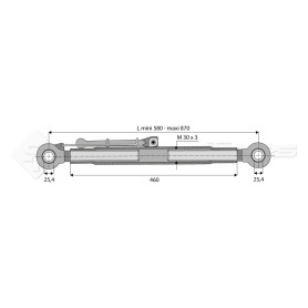 Barre de poussée mécanique - L : 580mm - Diam coté outil: 25.4- Marque: AGCO