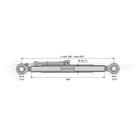 Barre de poussée mécanique - L : 580mm - Diam coté outil: 25.4- Marque: AGCO - Ref: SY2PR2R2460NH