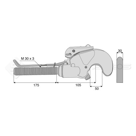 Crochet supérieur filet droit CBM - L : 280mm - Alesage: 50