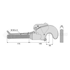 Crochet supérieur filet droit CBM - L : 280mm - Alesage: 50