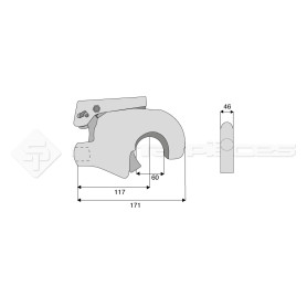 Crochet supérieur à souder filet droit - L : 117mm - Alesage: 60 - Ref: SYGRS0976