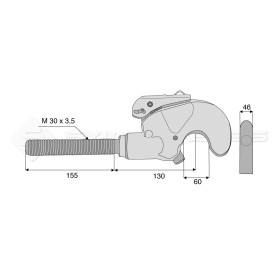 Crochet supérieur filet droit CBM - L : 285mm - Alesage: 60