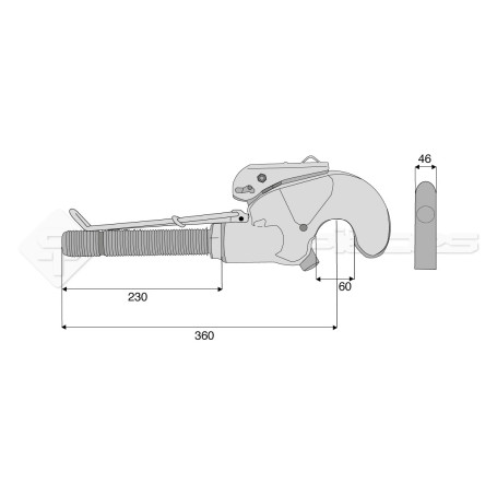 Crochet supérieur filet droit CBM - L : 360mm - Alesage: 60 - Marque: CNH